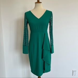 ANTONIO MELANI GREEN DRESS LACE SLEEVES